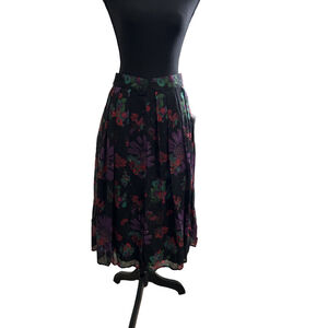 Modcloth Black Floral Midi Skirt Size 8, NWT